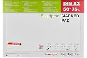 transotype Marker Pad, Layoutpapier für den Einsatz von Pigment-Markern, DIN A3, 70 g/qm, 50 Blatt, extrem weiß, säurefrei, Farbe schlägt nicht durch