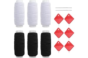 GeRRiT Filo Elastico Per Cucire - 6 Rotoli Con Infilatori, Per Macchina da Cucire, Bianco e Nero, Adatto Per Corsetti, Gonne, Tute