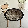 FANSU Round Tablecloth 120cm, Washable Round Table Cover Mandala Wipe Clean Waterproof Table Protector for Kitchen Dining Room, Great for Diameter of Circle Table 100-110