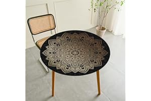 FANSU Round Tablecloth 70cm, Washable Round Table Cover Mandala Wipe Clean Waterproof Table Protector for Kitchen Dining Room, Great for Diameter of Circle Table 50-60