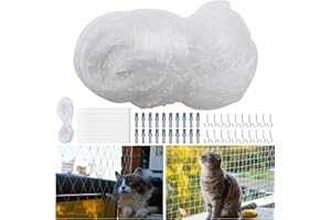 Zyluniy Rete Gatti, 4 x 3m Rete Gatti Balcone, 2.5cm Rete per Gatti, Rete per Gatti Trasparente, incl. Corda di Fissaggio e Accessori, Rete per Gatti Balcone, per Finestre Balconi Giardini