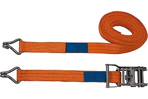 Petex 43192835 pas mocujący z grzechotką, 2-częściowy, 6 m, 35 mm, 1000/2000 daN, podwójny haczyk, pomarańczowy