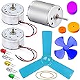 Electronic Spices DC Solar Motor Low current High torque Motor with Fan pulley Set (15 Item)