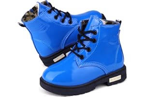 dinimigi Kinder Boots Mädchen Stiefel Rutschfeste Winter Boots Baby Schneestiefel Warm Gefüttert Reißverschluss Komfortabel Halbstiefel Schnürstiefel Mode Lederstiefel EU21-37