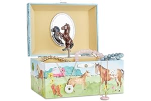 Jewelkeeper Musical Horse Jewellery Box with Spinning Horse, Home on The Range Tune, Barn Design, Girls Jewellery Box for Girls Birthday Presents