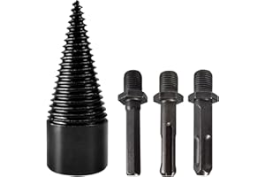 PEESHON fendeur de bois conique 32 mm - 3 poignées de perçage - Perceuse, perceuse-fendeuse de chauffage, foret fendeur, cône de forage, vis conique
