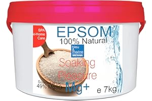 Bain de Pieds Sels d'Epsom Magnésium Naturel Jardinage Bain Gommage Sels de désintoxication Pediluve Exfoliant 7 kg Mycoses des ongles Trempage Detox Ongle Incarnée●7 kg avec verre doseur