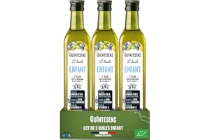 Lot 3 Huiles Enfant QUINTESENS 250ml - Apports en DHA, Oméga 3, 6 & 9 et Vitamine E pour un Développement Solide pour la Vie - Production 100% Française & Biologique