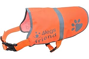 4LegsFriend Orange Dog Safety Reflective lightweight vest 6 Sizes - Snap Lock Side Release Buckles and adjustable straps, High Visibility for Outdoor Activity Day and Night - XL