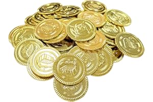 DHSBGWSX 50 monedas de oro, diversión en monedas pirata, regalo cumpleaños infantil, juego de oro