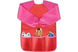 VCOSTORE Kids Art Smock - Toddler Paint Smock - Tablier de peinture à manches longues imperméable avec 3 poches pour les enfants de 3 à 8 ans