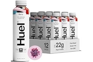 ‎HUEL Huel Drink Berry, fertige Trinkmahlzeit für unterwegs - 12 x 500 ml - 20 g Protein, Reich an Vitaminen, Mineralstoffen & Ballaststoffen, Plant-based, Geschmack Beere, inkl. 3 € Pfand