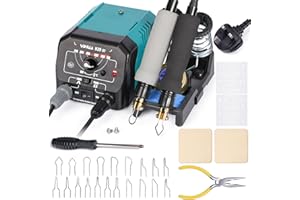YIHUA 939-III Pyrography Tool Kit Wood Burning Station with 2 Pyrography Pens (Wire-Nib Type) with 20 Wood Burning Tips 2 Pyrography Wood(UK Plug)