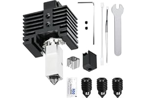 HIKUDIY Upgraded 2.0 Hotend Assembly for Bambu Labs X1C/X1 3D Printer, with Plated Copper Heating Block Titanium Heat Break, 0.2/0.4/0.6 mm Nozzles, Hotend Silicone Sock, Thermistor (Not for P1