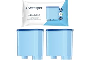 Wessper Cartouche Filtrante Aquaclean Compatible avec Philips et Saeco Machine à café, Filtre à Eau avec Charbon Actif - 2 pièces, Bleu