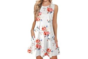 WNEEDU Abiti Estivi da Donna Prendisole da Spiaggia Senza Maniche