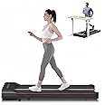 Dskeuzeew Walking Pad, 2.5HP Under Desk Treadmill, 1-10KM/H Treadmills for Home Office, Portable Running Walking Machine, Electric Treadmill with Music Player/LED Display/Remote Control, No Assembly