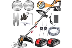 WISDOM LIFE Decespugliatore a Batteria 24V Tagliaerba a Batteria 3 in 1 Decespugliatore Elettrico Senza Filo Con 2 Batterie, Testata Regolabile E Maniglia Telescopica Per Rifilare Il Prato, Erba Da Taglio, black