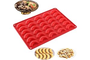 tedious Vanillekipferl Backform Silikon | 1/2 Stk Vanillekipferl Backblech | Schokoladenformen Geleeformen, Kuchenformen zum Backen | Croissant Backform, Kuchenformen für Backzubehör (30 Mulden)