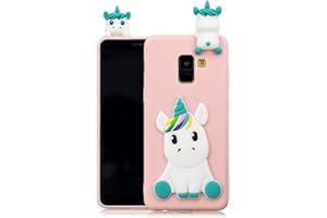 HopMore Panda Licorne Coque pour Samsung Galaxy A8 2018 Silicone Souple 3D Design Motif Drôle Etui Samsung A8 2018 Étui Antichoc Mince Fine Slim Case Housse Protection pour Fille Femme - Rose Panda