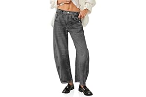 Imily Bela Damskie dżinsy typu baggy, styl Boyfriend, vintage, szerokie nogawki, Mid Rise Barrel-Denim spodnie na kostce (plus rozmiary do 4XL)