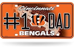 Rico Industries NFL Cincinnati Bengals #1 DAD Metal Tag (#1 Fan) #1 Fan Metal Auto Tag 8.5" x 11" - Great for Truck/Car/SUV