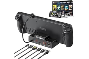 Docking Station for Steam Deck, MOKiN 6-in-1 Steam Deck Dock Stand with 4K@60Hz HDMI 2.0, Gigabit Ethernet, 3 USB-A 3.1 and Full Speed Charging USB-C Port Compatible with Valve Steam Deck