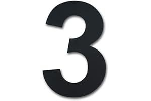 YWONOBY Gebürsteter moderner Edelstahl Hausnummer-203mm hoch-schwarze Beschichtung, schwebende Erscheinung (Nummer 3)