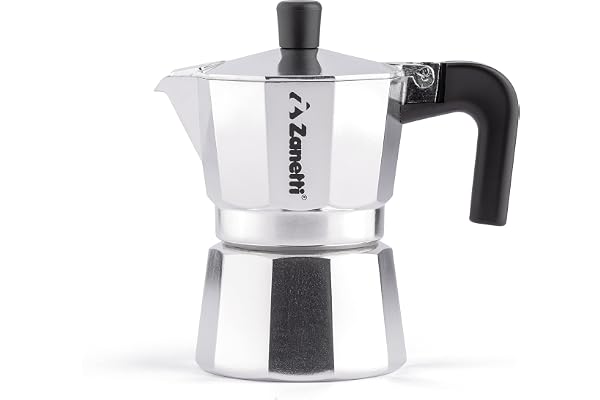 Zanetti, Mama Cafetière Moka en aluminium, machine à café 3 tasses, Moka Espresso avec système anti-goutte, joint en silicone, poignée ergonomique
