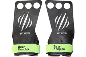 Bear KompleX Black Diamond 3 Hole Hand Grips, Great for All Bars, Speal, Barbell, Kettle Bell, Ring Work, Gymnastics, Crossfit, Comfort and Support, Protect from Blisters, Reduce Slipping, Men & Women
