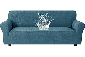 Ystyle Funda Sofa Impermeable 3 Plazas, Ajustables Fundas Sofa Elasticas, Universales Cubre Sofas Antiarañazos Gatos, Couch Cover Antideslizante Antimanchas, con Reposabrazos, Azul Pavoreal