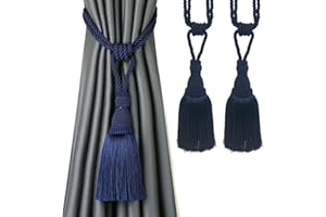 BEL AVENIR - Fermatende decorativi, realizzati a mano, con nappe, colore: blu navy, 2 pezzi