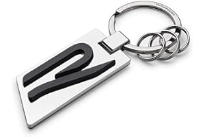Volkswagen 5H6087010 breloczek do kluczy oryginalny R logo metal srebrny/chrom/czarny, M
