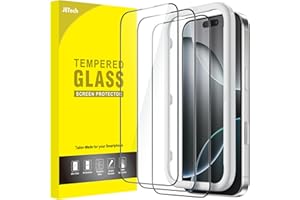 JETech Pełne Pokrycie Ochraniacz Ekranu do iPhone 16 Pro 6,3 Cala, Czarna Krawędź Szkło Hartowane Film z Narzędzie Łatwej Instalacji, Przyjazny dla Przypadku, HD Przejaśniać, 3 Sztuki