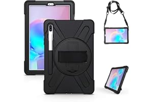 Gerutek Etui Samsung Galaxy Tab S6 SM T860/SM T865 (10,5 cala), odporne na uderzenia wytrzymałe etui pancerne z uchwytem na długopis, obrotowy stojak, pasek na rękę, pasek na ramię, etui ochronne do