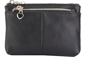 ZOUIQSS Damen Hochwertiges Kunstleder Schlüsselmäppchen Münztüte Kreditkartenetui Geldbörse (Schwarz)