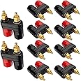 NALACAL 10 Pcs Speaker Binding Post Power Amplifier, Dual 2-way Banana Socket, Free Welding 4mm Panel Mount Banana Socket, Black and Red