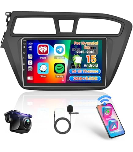 Radio Coche Android 15 Para Hyundai I20 2015-2018 - Pantalla Táctil 9 Pulgadas, 4+64GB, CarPlay/Android Auto, GPS, Cámara Marcha Atrás