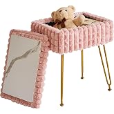 IBUYKE Rectangle Vanity Chair Ottoman Footrest Stool Pink WBD004P | Storage Space Tavern Vanity Tavern Dressing Table Chair N