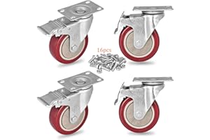 YOOGAA Caster Wheel 100 mm Heavy Duty Caster Set of 4 Double Lock Castors 360 Degree Rotatable for Cart, Furniture and Workbench 550 KG Load Capacity