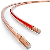 deleyCON 82 ft Speaker Cable 2x 1.5mm&sup2; Copper Coated Aluminium CCA Polarity Mark 2x48x0.2mm BauPVO/CPR Braid - Transparent