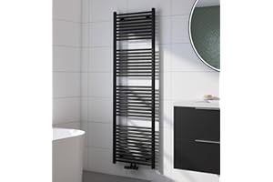 Saqu Badheizkörper Cole Matt Schwarz 60x180 cm 1072W - Design Heizkörper Handtuchwärmer Handtuchtrockner Handtuchheizkörper Handtuchheizung Handtuchheizer Badezimmer Heizung