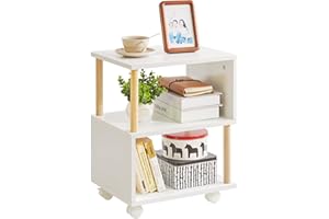 Aibiju Tavolino a 3 Ripiani con Ruote, Tavolino Stretto con Ripiano Portaoggetti, Comodino Comodino per Piccoli Spazi, Camera da Letto, Soggiorno, Ingresso,YD-TM155W