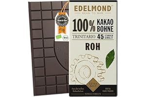 ‎EDELMOND Edelmond 100% Roh-Schokolade: Bio, Vegan, Glutenfrei | Naturbelassene Handarbeit | Ohne Zucker Kakao positive Inhaltstoffe (1Tafel)