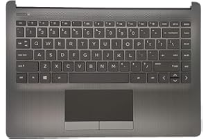 JXJSLP Replacement Upper Case Palmrest for HP 14Z-DK 14-DK 14-CF 14S-CF 14-DF Series Laptop Non-Backlit Keyboard Assembly Top Cover Touchpad L24818-001 Gray