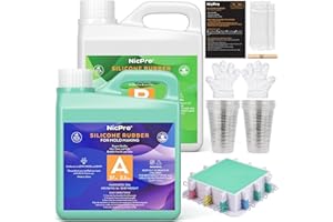 Nicpro 74oz/2188ml Flüssiges Silikon, Silikon Formen Herstellen Kit mit Formgehäuse und Mischbechern, Mischverhältnis 1: 1 Jadegrüne Farbe Abformsilikon für Harzforme, Seifenform, Basteln