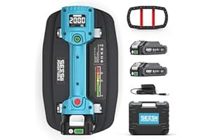 SEESII Saugheber Akku for Fliesen/Terrassenplatten, 21V Glassauger mit 2x 2000mAh Akkus, LED-Display, 200KG Tragfähiger, 11.8-Zoll Vakuum Saugheber, Vakuumheber Kompatibel mit Makita 18V-Batterie