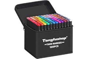 Tongfushop Rotulador de 120 Colores, Rotuladores Alcohol 2S Secado Rápido, Marcadores Permanent Doble Punta con Bolsa de Almacenamiento y Espaciador para Bocetos, Cómics, Colorear, Ilustrar, Esbozar
