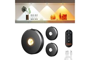 MEKKLEON Illuminazione a LED senza fili con telecomando, 2000 mAh, batteria ricaricabile a LED, 3 temperature di colore dimmerabili, luce per armadio, mobile da cucina