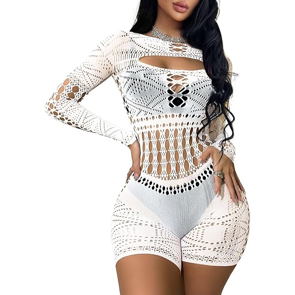Set Lingerie Sexy Buitifo - Top Maniche Lunghe Mesh E Gonna Bodycon, Donne - Foto 9
